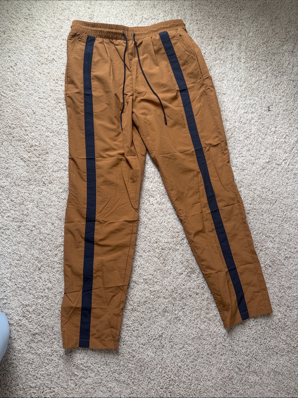 Womens Brown Track Pants with Black Side Stripe